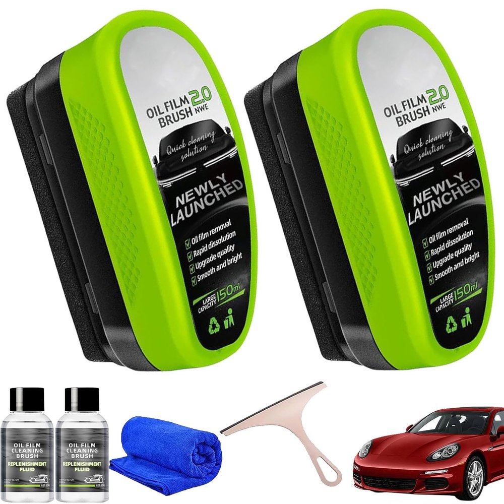 zardvern Oil Free Car Window Brush, Automotive Oil Film Cleaning Brush for Car Windows, Universal Glass Cleaning Board, car Windshield Cleaner Tool (2Pcs)