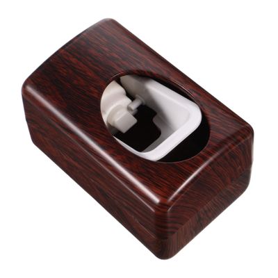 VINTORKY Wall Mounted Automatic Toothpaste Dispenser with Elegant Wood Grain Finish Dustproof Toothpaste Squeezer for Effortless Operation Bathroom Sticky Toothpaste Dispenser