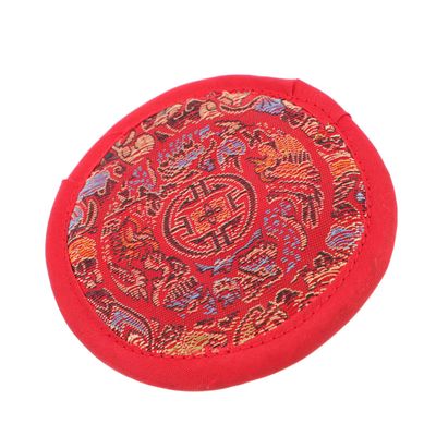 Handcrafted Nepalese Embroidery Sound Bowl Cushion Mat Small Rounded Buddhist Ritual Pad for Meditation and Yoga Sound Bowl Mat Prop