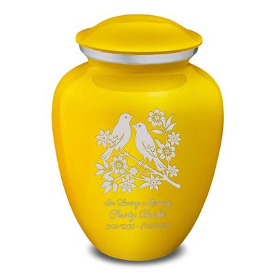 Geturns Embrace Adult Personalized Songbirds Cremation Urns for Human Ashes I Large Yellow Funeral Urn for Men and Women I 200 lbs