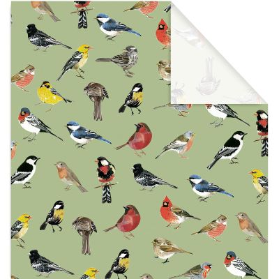 FYSUIMU 6 Sheets Bird Wrapping Paper - Not Roll - Vintage Green Birds Gift Wrap Paper Folded Flat for Birthday Baby Shower Party DIY Crafts Supplies, 27.6 x 39.4 Inch
