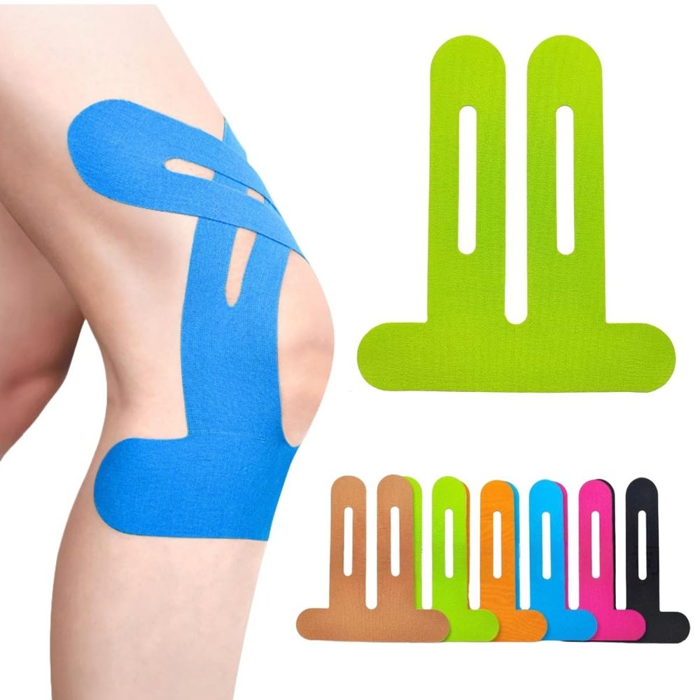 20pcs Precut Kinesiology Tape for Knees, 2025 New Kinesiology Tape for Knees, Cotton Elastic Athletic Strips Knee Tapes for Muscle & Joint Support, Waterproof and Breathable(Green)