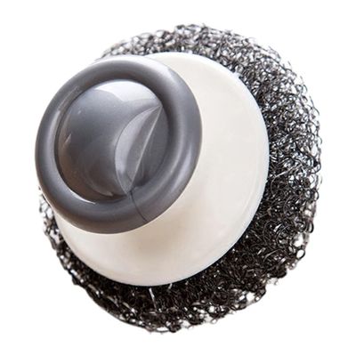 COLLBATH Kitchen Dish Scrubber Brush Handle Stainless Steel Bristles Heavy Duty Cleaning Tool for Pots Pans and Dishes for Kitchen Use