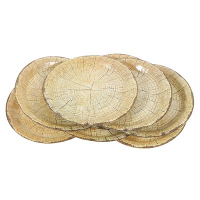 SAFIGLE 10pcs Wood Grain Paper Dessert Plates Sturdy Serving Plates for Festivals Parties Everyday Use for Cakes Salads and Snacks