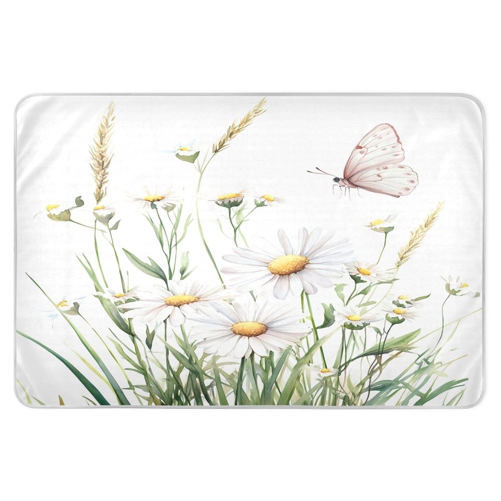 CEBUGI 34 x 52Washable Underpads Heavy Absorbency Waterproof Incontinence Bed Pads Wildflowers Butterflies Pee Pads for Adults Kids and Baby