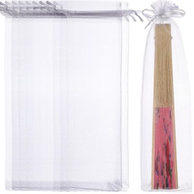 SHINEOFI 50Pcs Organza Drawstring Bags 10X2.4 Inch Lightweight Sheer Pouches for Jewelry Candy Party Favors Wedding and Baby Shower Packaging