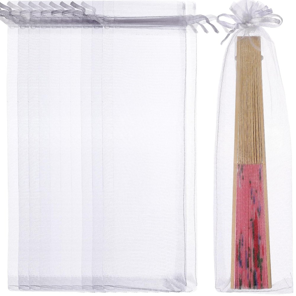 SHINEOFI 50Pcs Organza Drawstring Bags 10X2.4 Inch Lightweight Sheer Pouches for Jewelry Candy Party Favors Wedding and Baby Shower Packaging