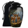 JAGLASH Deer Memorial Urns for Adult Male - Large Black Funeral Urns for Human Ashes Adult Female - Cremation Urn for Mom & Dad - Handcrafted Burial Urn for Humans - 10 Inch view 1