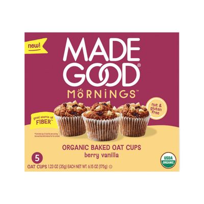 Made Good Mornings Organic Baked Oat Cups, Berry Vanilla (5 Count)