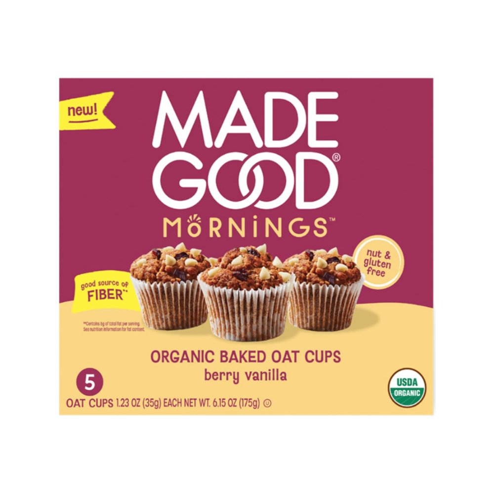 Made Good Mornings Organic Baked Oat Cups, Berry Vanilla (5 Count)