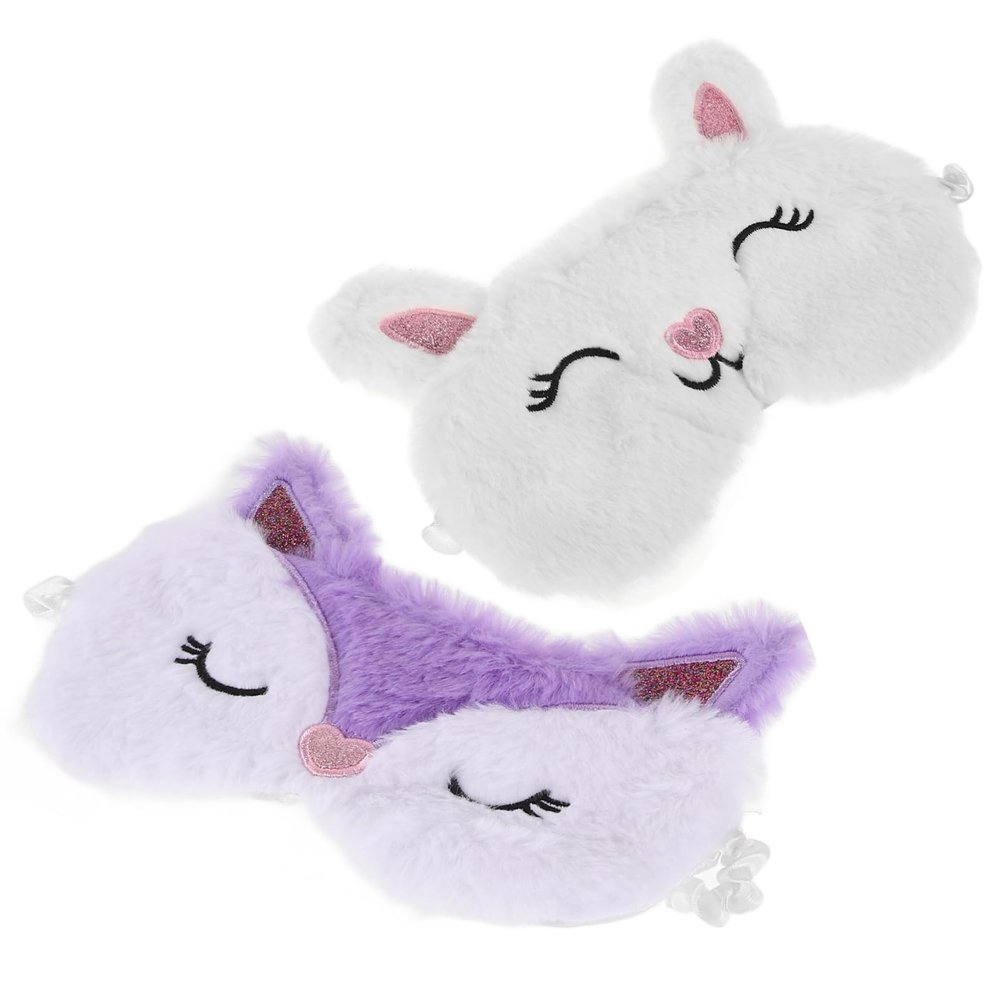 PartyKindom 2pcs Animal Sleep Mask Plush Blindfold Fox Rabbit Eye Covers for Boys and Girls Teens Women Men Luxury Faux Fur Light Blocking Comfortable Fit