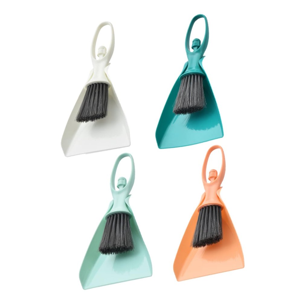 PRETYZOOM 4-Piece Mini Broom and Dustpan Set Small Natural Whisk Sweeping Brush for Keyboard Car Vent and Home Cleaning Supplies