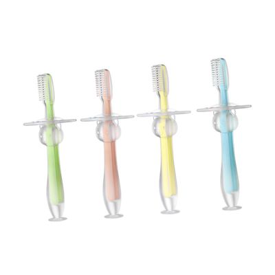 minkissy 4pcs Soft Bristles Toothbrush Silicone Teether Suction Base for Easy Cleaning and Teething Relief