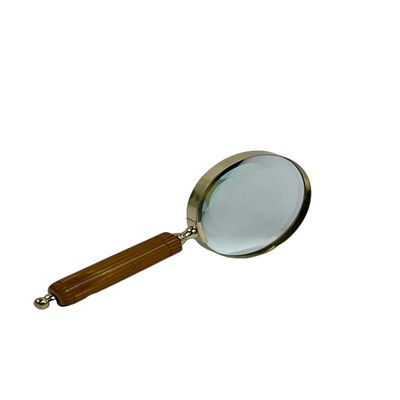 10X Antique Magnifying Glass, Brass Handheld Magnifier with Wooden Handle, Decorative Reading Magnifying Lens, Vintage Gift for Elderly, Senior