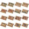 16 Pieces Christmas Gift Pillow Boxes, Candy Treat Goodie Small Kraft Paper Box for Wedding New year Birthday Bachelorette Baby Shower Party Favors Supplies view 1