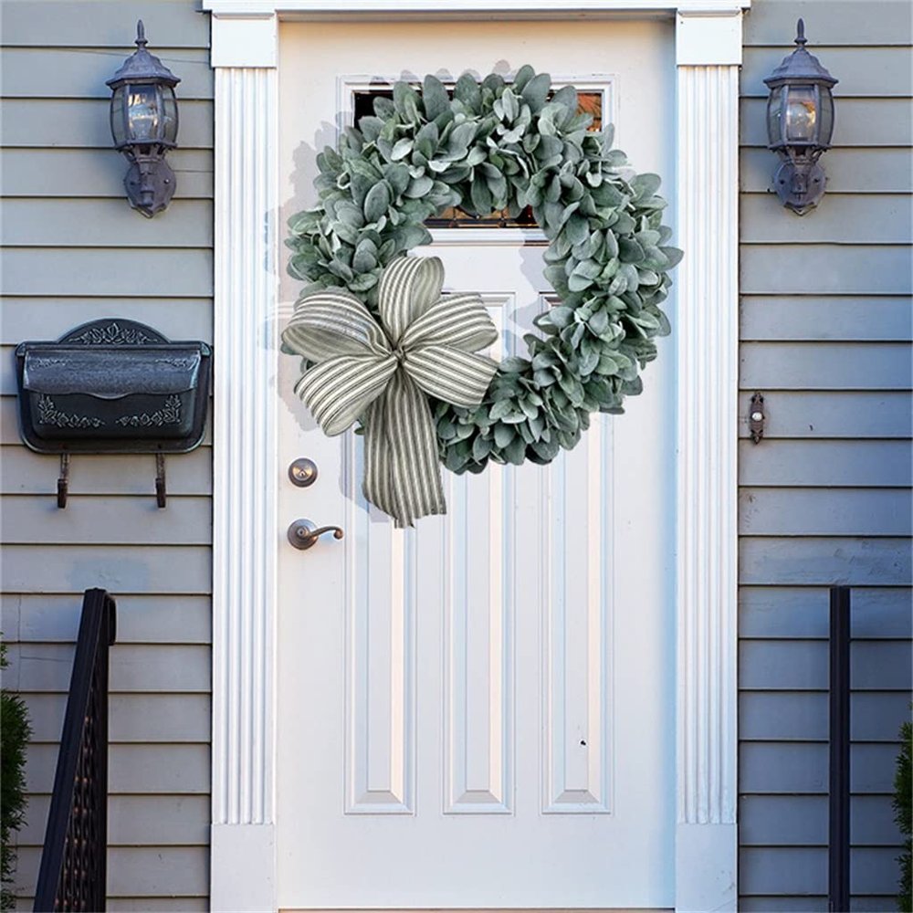 American Simulated Flower Wreath and Door Artificial White Eucalyptus Leaf and Hair Planting Grass