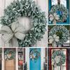 American Simulated Flower Wreath and Door Artificial White Eucalyptus Leaf and Hair Planting Grass view 2