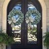 American Simulated Flower Wreath and Door Artificial White Eucalyptus Leaf and Hair Planting Grass view 3