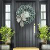 American Simulated Flower Wreath and Door Artificial White Eucalyptus Leaf and Hair Planting Grass view 4
