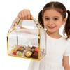 12 Pieces Clear Gable Plastic Gift Box, Candy Treat PVC Boxes with Handle Party Favor Dessert Cookies Bakery Container for Birthday Wedding Baby Shower Decoration Supplies, 6.4''L x 3.54''W x 7''H view 3