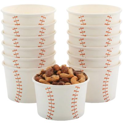 4 1/4" x 2 1/2" Baseball Disposable Paper Snack Cups - 12 Count
