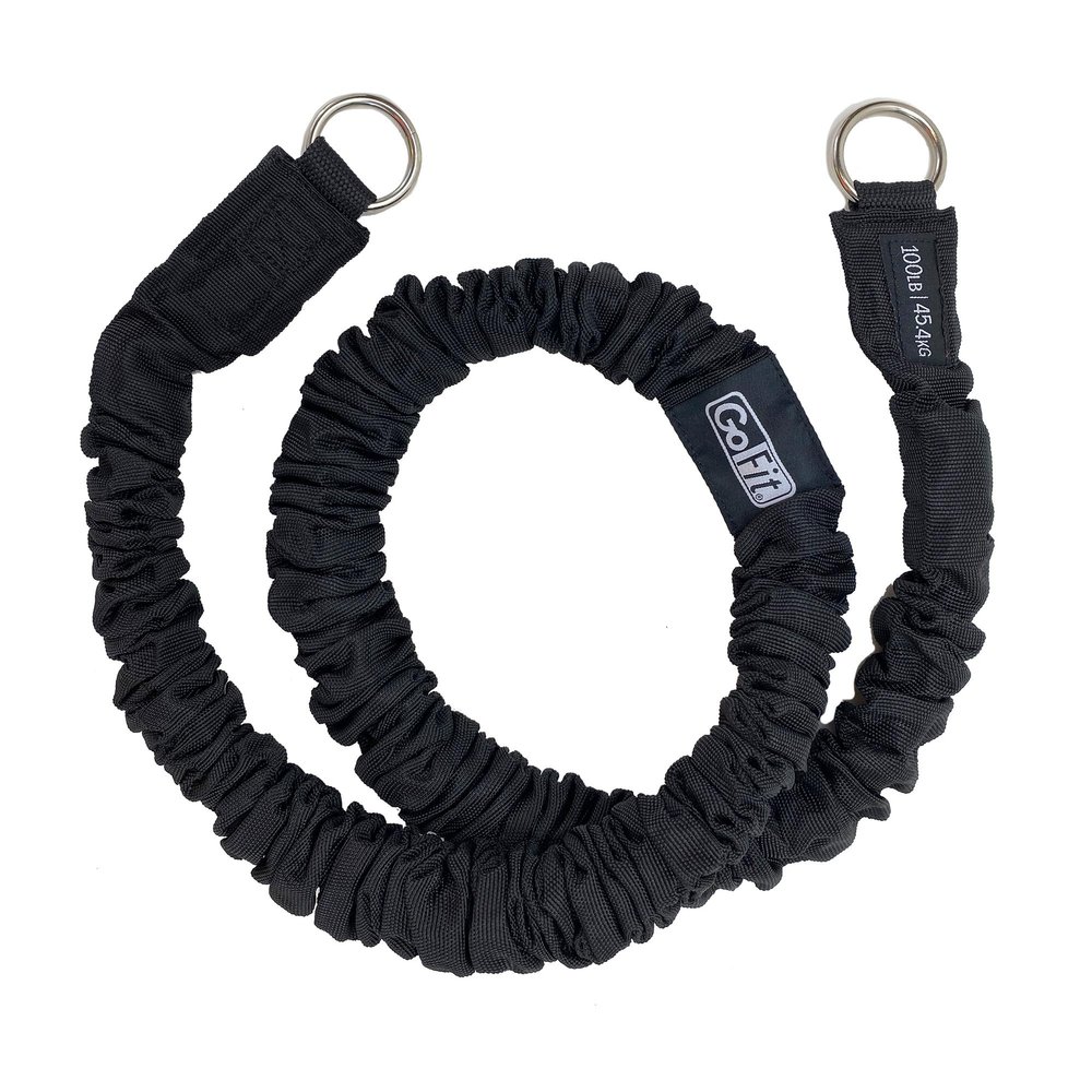 GoFit Safe Sleeve 100lbs Extreme-Resistance Power Tube for Strength Training, Full-Body Workouts, Muscle Toning, Home and Gym Exercise, Durable Heavy-Duty Resistance Band, Black