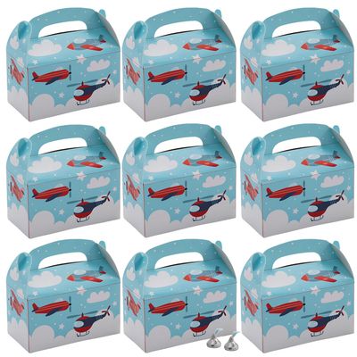 6 1/4" x 5 1/4" Cartoon Airplane Favor Boxes - 12 Pieces