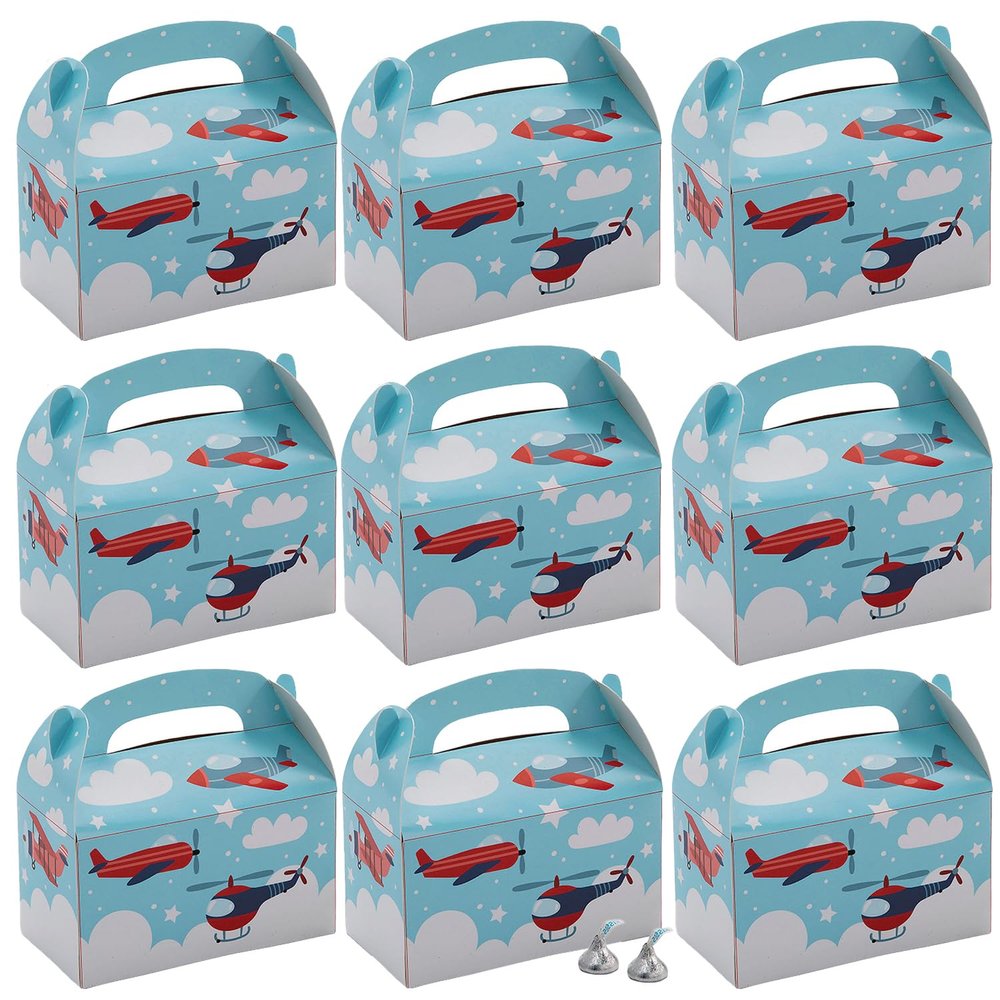 6 1/4" x 5 1/4" Cartoon Airplane Favor Boxes - 12 Pieces