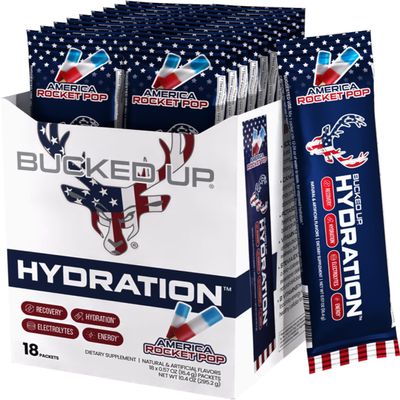 Bucked Up Hydration - Rocket Pop | Electrolyte and Hydration Powder Drink Mix | 18 Packs (18 Servings)