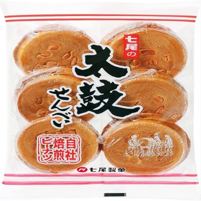Nanao Taiko Senbei Japanese Baked Wheat Crackers with Roasted Peanuts 12PC (Pack of 1), Crunchy Peanuts Crackers Snack Wagashi Traditional Sweets from Fukuoka Prefecture, MADE IN JAPAN