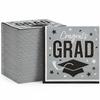 6 1/2" Bulk 50 Count Silver Congrats Grad Paper Luncheon Napkins view 1