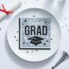6 1/2" Bulk 50 Count Silver Congrats Grad Paper Luncheon Napkins view 4