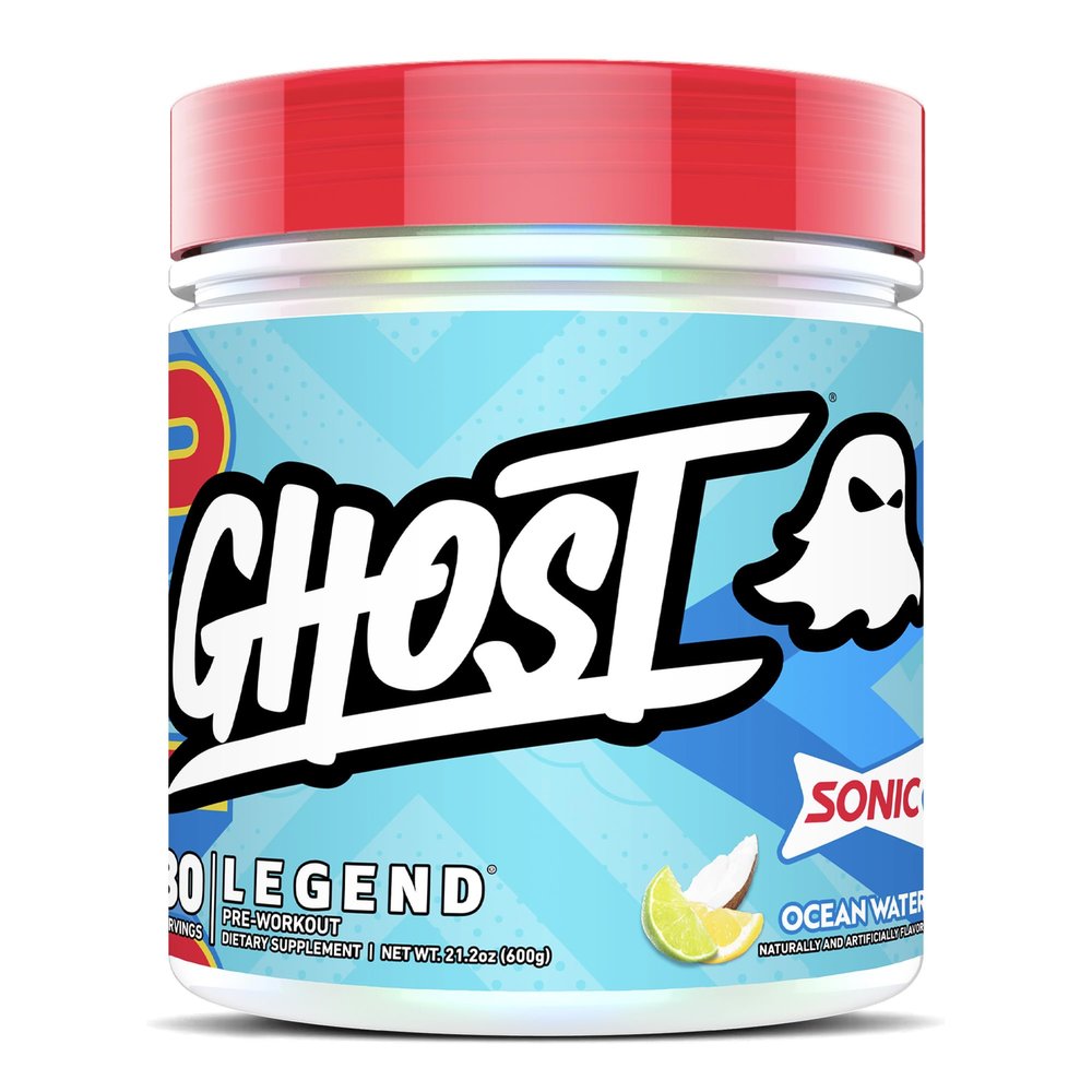 GHOST Legend Pre-Workout Powder, Sonic Ocean Water - 30 Servings Pre-Workout for Men & Women with Choline, L-Citrulline, & Beta Alanine for Energy & Focus