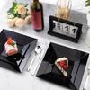100PCS White Square Plastic Plates - 50PCS Heavy Duty 9.5inch Dinner and 50PCS 6inch Dessert - Durable Fancy Disposable Plates (Black) view 3