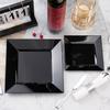 100PCS White Square Plastic Plates - 50PCS Heavy Duty 9.5inch Dinner and 50PCS 6inch Dessert - Durable Fancy Disposable Plates (Black) view 4