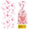 110 Pack Butterflies Cellophane Goody Bags, Plastic Candy Cookie Treat Bags with 110 Twist Ties for Butterfly Theme Baby Shower Birthday Wedding Thanksgiving Christmas Party Dessert Decor, Pink view 1