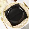 100PCS White Square Plastic Plates - 50PCS Heavy Duty 9.5inch Dinner and 50PCS 6inch Dessert - Durable Fancy Disposable Plates (Black and Gold) view 1