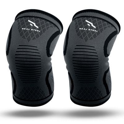 Real Steel Compression Knee Brace for Men & Women Supportive Knee Sleeves for Running, Pain Relief, Workout Protection & Daily Joint Comfort | 1 Pair