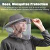 Mosquito Sun Hat with Net, Concealable Mesh, Drawstring Adjustable Skirt and Wind Cord, for Fishing Beekeeping Gardening (Khaqi) Beige view 2