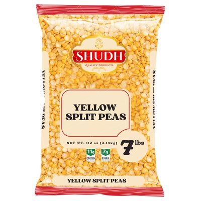 Shudh Yellow Split Peas, 7lbs ~ All Natural | Vegan | Gluten Friendly | Non-Gmo