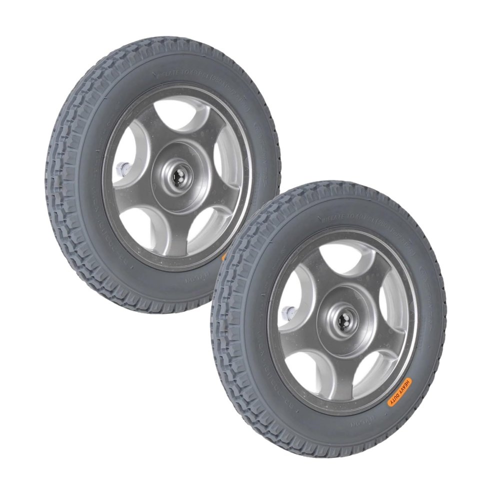 12 Inch Electric Wheelchair Rear Wheel Replacement, 12 1/2x2 1/4 Non-Slip Non-Inflatable Rubber Tire, Aluminum Alloy Wheel Hub, Bearing: 17mm