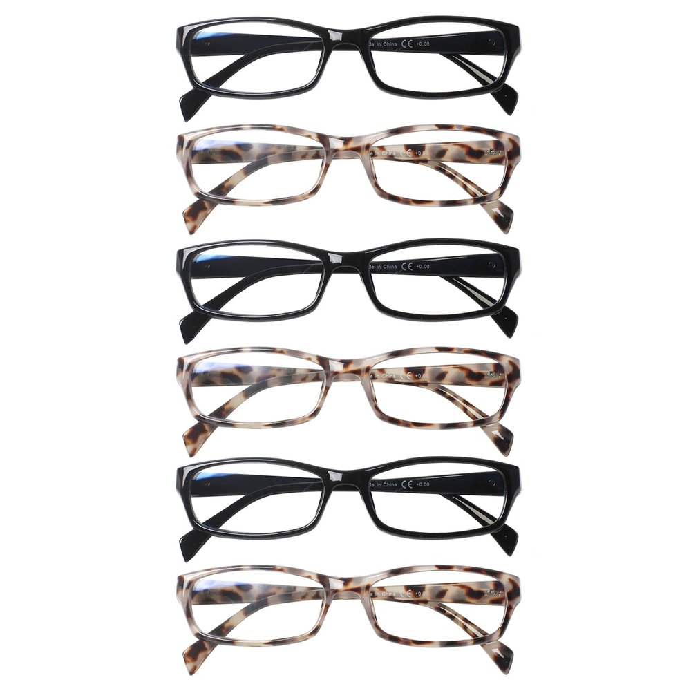 SIGVAN 6 Pack Ladies Reading Glasses for Women Blue Light Blocking Spring Hinge Rectangular Womens Readers Eyeglasses (Multicolour, 3.00, x)