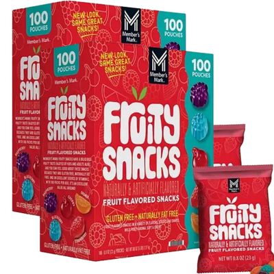 Fruity Snacks, 0.8 oz Pouches, 100 Count (2 Pack)