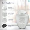 Geturns Embrace Adult Personalized Magnolia Flower Cremation Urns for Human Ashes I Large Pearl White Funeral Urn for Men and Women I 200 lbs view 2