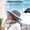 Mosquito Sun Hat with Net, Concealable Mesh, Drawstring Adjustable Skirt and Wind Cord, for Fishing Beekeeping Gardening (Dark Green) view 4