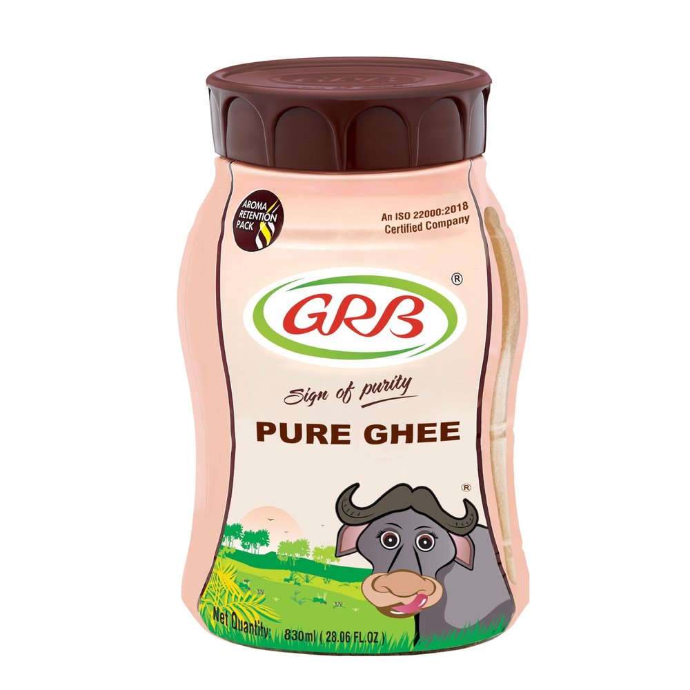 GRB Buffalo Ghee - Pure Desi Ghee Clarified Butter from Buffalo Milk, Thick White Texture & Rich Creamy Taste, Everyday Cooking Ghee, Made in India, 830ml