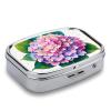 Watercolor Hydrangea Square Pill Box Travel Portable Pill Case 2 Compartment Medicine Metal Tablet Vitamin Holder Organizer for Purse Pocket view 3