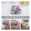 Watercolor Hydrangea Square Pill Box Travel Portable Pill Case 2 Compartment Medicine Metal Tablet Vitamin Holder Organizer for Purse Pocket view 4