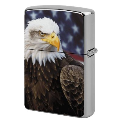 American Bald Eagle Lighter Case, Personalized Double-Sided Graffiti Lighter Protective Cover, Stylish Metal Lighters Sleeve for Men Women