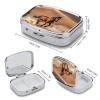 Horses Running in Desert Storm Square Pill Box Travel Portable Pill Case 2 Compartment Medicine Metal Tablet Vitamin Holder Organizer for Purse Pocket view 2